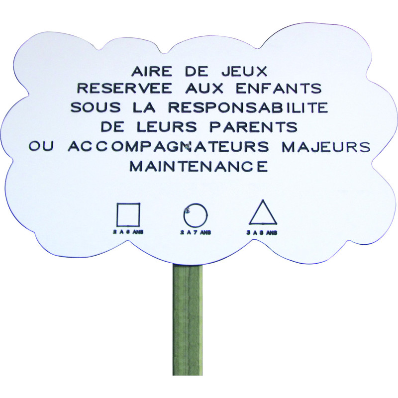 Panneau réglementaire aire de jeux NUAGE
