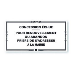 Plaque de concession cimetière