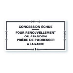 Plaque de concession cimetière