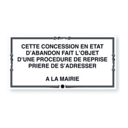 Plaque de concession cimetière