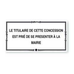 Plaque de concession cimetière