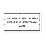 Plaque de concession cimetière