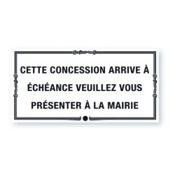 Plaque de concession cimetière